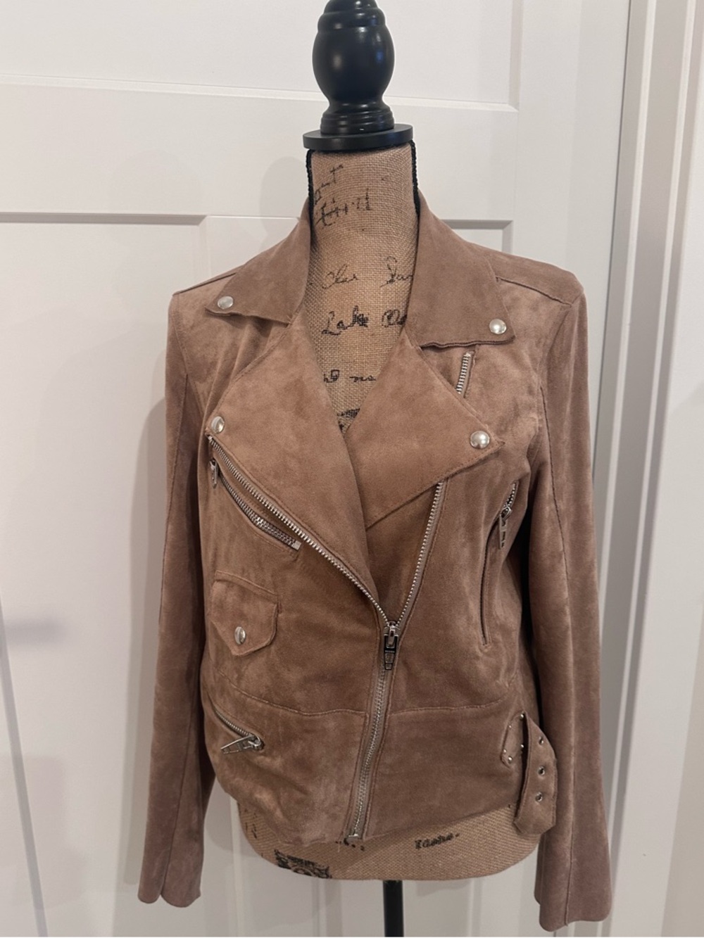BLANK NYC Suede Moto Jacket - Taupe